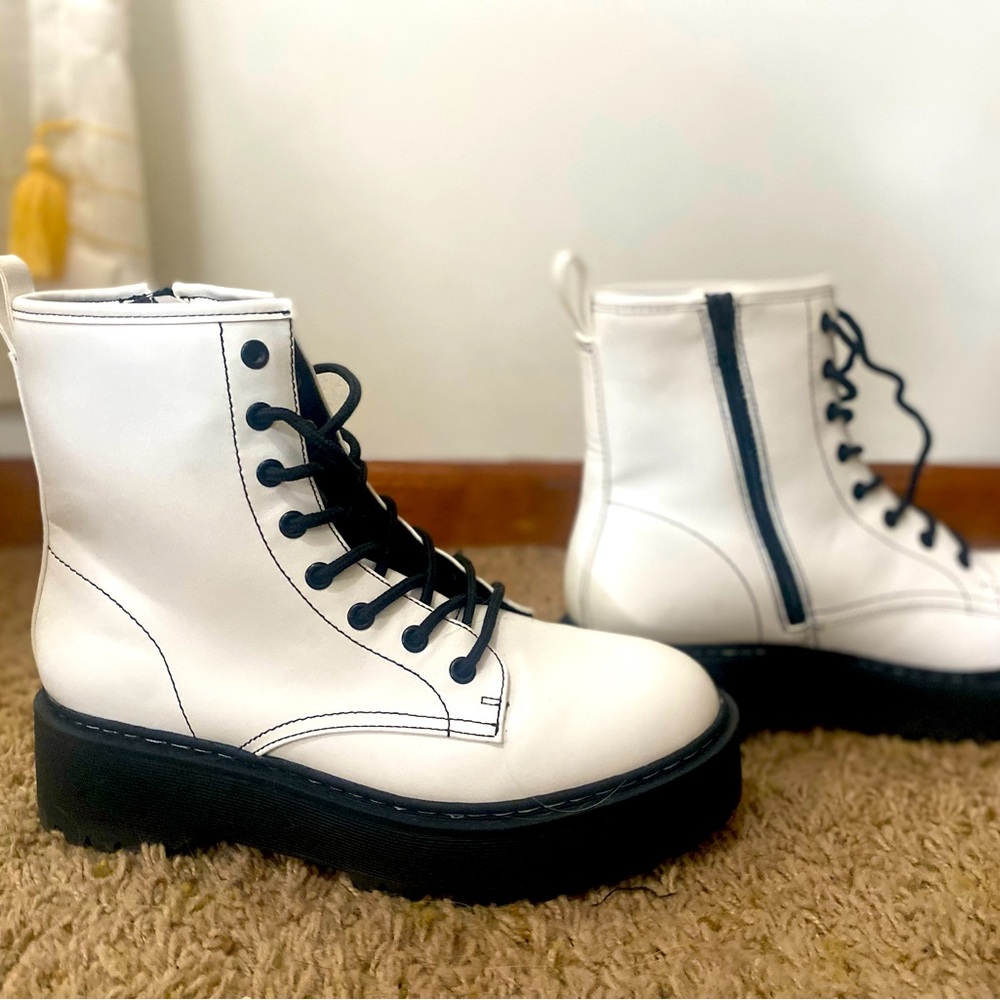 White combat boots